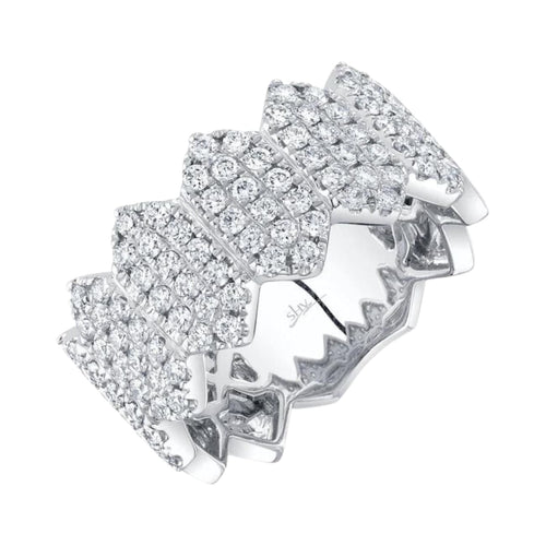 Shy Creation Jewelry - 1.04Ct Diamond Pave Hexagon Ring | Manfredi Jewels