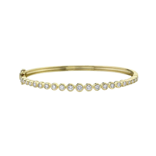 Shy Creation Jewelry - 1.07Ct Diamond Bezel Yellow Gold Bangle Bracelet | Manfredi Jewels
