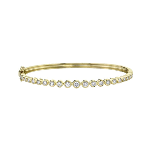 1.07Ct Diamond Bezel Yellow Gold Bangle Bracelet