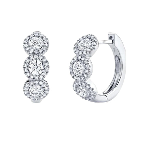 Shy Creation Jewelry - 1.10Ct Diamond Huggie White Gold Earrings | Manfredi Jewels
