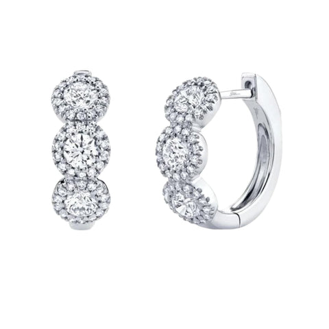 1.10Ct  Diamond Huggie White Gold Earrings
