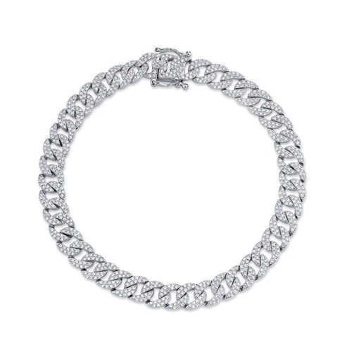 Shy Creation Jewelry - 1.69Ct White Gold Pave Link Bracelet | Manfredi Jewels