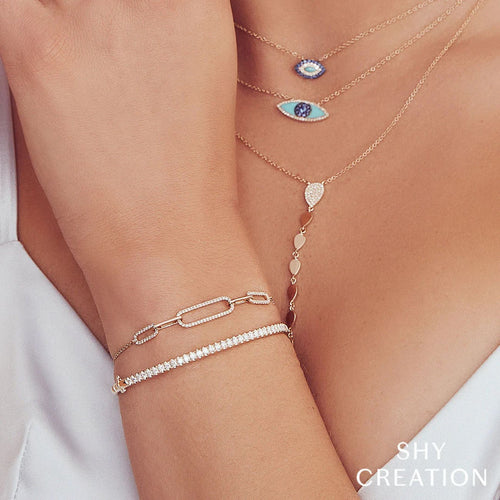 Shy Creation Jewelry - 14K Rose Gold 0.88 ct Diamond Bangle Bracelet | Manfredi Jewels