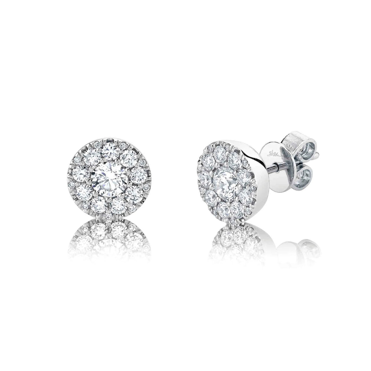 Shy Creation Jewelry - 14K White Gold Diamond Cluster Earring | Manfredi Jewels