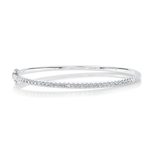 Shy Creation Jewelry - 14K White Gold 0.88 ct Diamond Bangle Bracelet | Manfredi Jewels