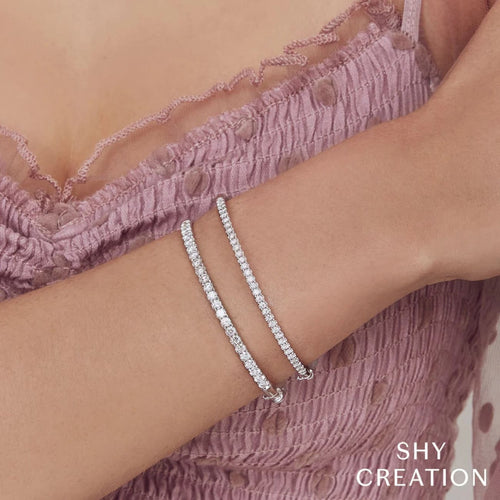 Shy Creation Jewelry - 14K White Gold 0.88 ct Diamond Bangle Bracelet | Manfredi Jewels