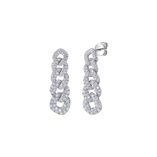 Shy Creation - 14K White Gold 1.62ct Diamond Link Earrings | Manfredi Jewels