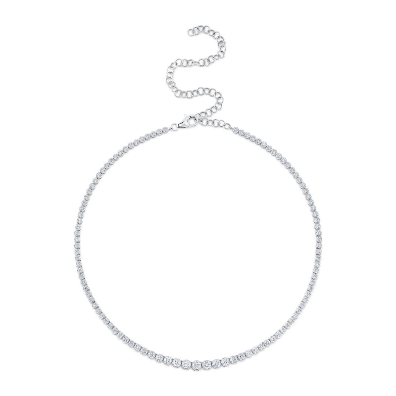 Shy Creation Jewelry - 14K White Gold 0.05ct Diamond Pave Heart Necklace | Manfredi Jewels