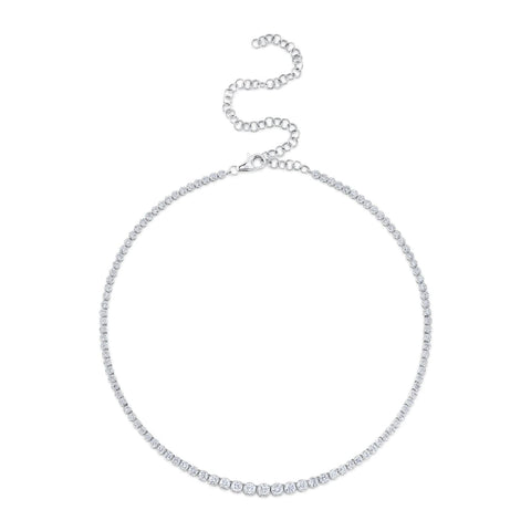 14K White Gold 4.73ct Diamond Crown Setting Tennis Necklace