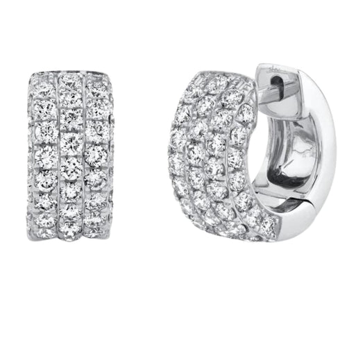 Shy Creation Jewelry - 14K White Gold Diamond Pave Huggie Earring | Manfredi Jewels