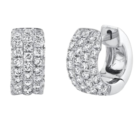 14K White Gold Diamond Pave Huggie Earring