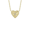 Shy Creation Jewelry - 14K Yellow Gold 0.02ct Diamond Bezel Ribbed Heart Necklace | Manfredi Jewels