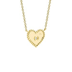 Shy Creation Jewelry - 14K Yellow Gold 0.02ct Diamond Bezel Ribbed Heart Necklace | Manfredi Jewels