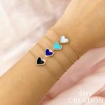 Shy Creation Jewelry - 14K Yellow Gold 0.09ct Diamond and 0.56ct Mother of Pearl Heart Bracelet | Manfredi Jewels