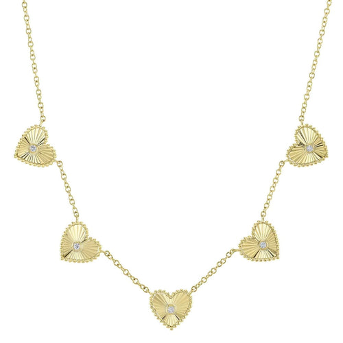 Shy Creation Jewelry - 14K Yellow Gold 0.09ct Diamond Bezel Heart Necklace | Manfredi Jewels