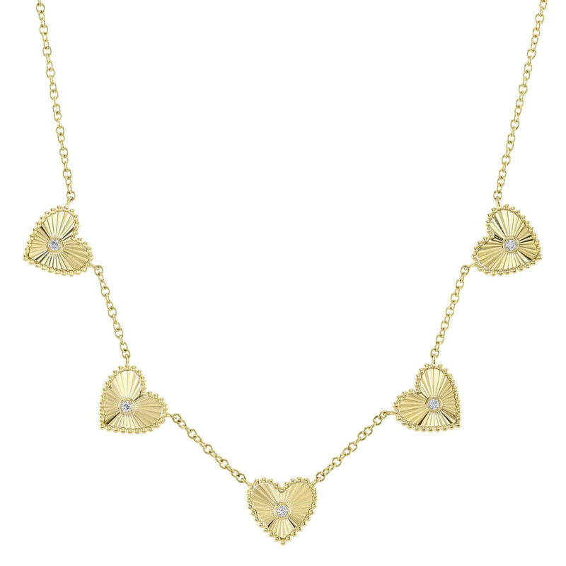 Shy Creation Jewelry - 14K Yellow Gold 0.09ct Diamond Bezel Heart Necklace | Manfredi Jewels
