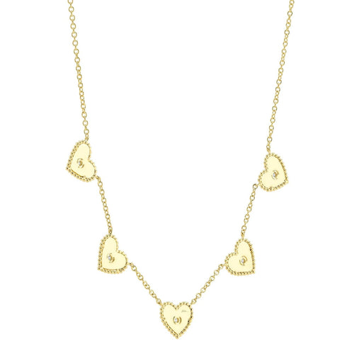 Shy Creation Jewelry - 14K Yellow Gold 0.09ct Diamond Bezel Heart Necklace | Manfredi Jewels