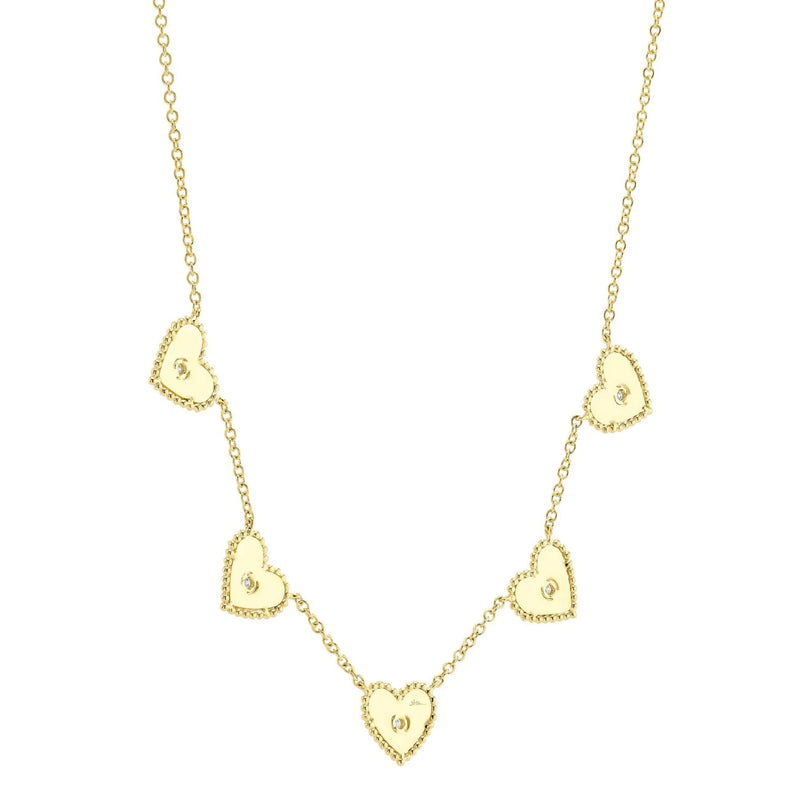 Shy Creation Jewelry - 14K Yellow Gold 0.09ct Diamond Bezel Heart Necklace | Manfredi Jewels