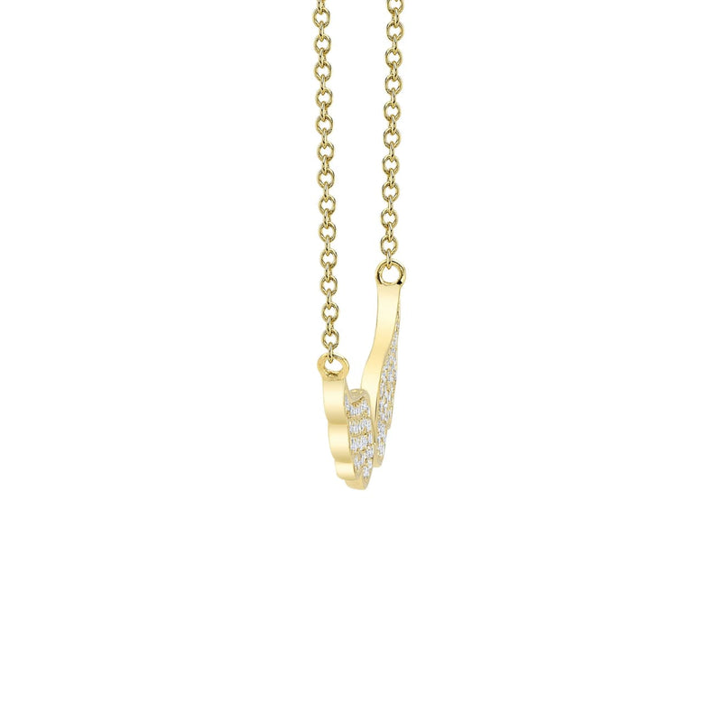 Shy Creation Jewelry - 14K Yellow Gold 0.18ct Diamond Angel Wings Necklace | Manfredi Jewels