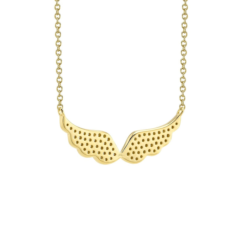 Shy Creation Jewelry - 14K Yellow Gold 0.18ct Diamond Angel Wings Necklace | Manfredi Jewels