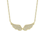 Shy Creation Jewelry - 14K Yellow Gold 0.18ct Diamond Angel Wings Necklace | Manfredi Jewels