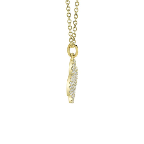 Shy Creation Jewelry - 14K Yellow Gold 0.23ct Diamond Pave Clover Necklace | Manfredi Jewels