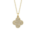 Shy Creation Jewelry - 14K Yellow Gold 0.23ct Diamond Pave Clover Necklace | Manfredi Jewels