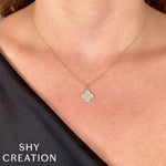 Shy Creation Jewelry - 14K Yellow Gold 0.23ct Diamond Pave Clover Necklace | Manfredi Jewels