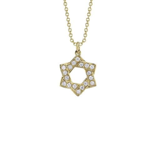 Shy Creation Jewelry - 14K Yellow Gold 0.24ct Diamond Star of David Necklace | Manfredi Jewels