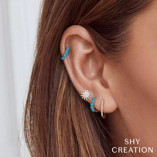 Shy Creation Jewelry - 14K Yellow Gold 0.24ct Diamond Starburst Stud Earring | Manfredi Jewels