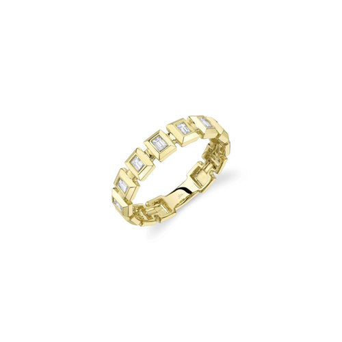 Shy Creation Jewelry - 14K Yellow Gold 0.27ct Diamond Baguette Bezel Geo Cut Band | Manfredi Jewels
