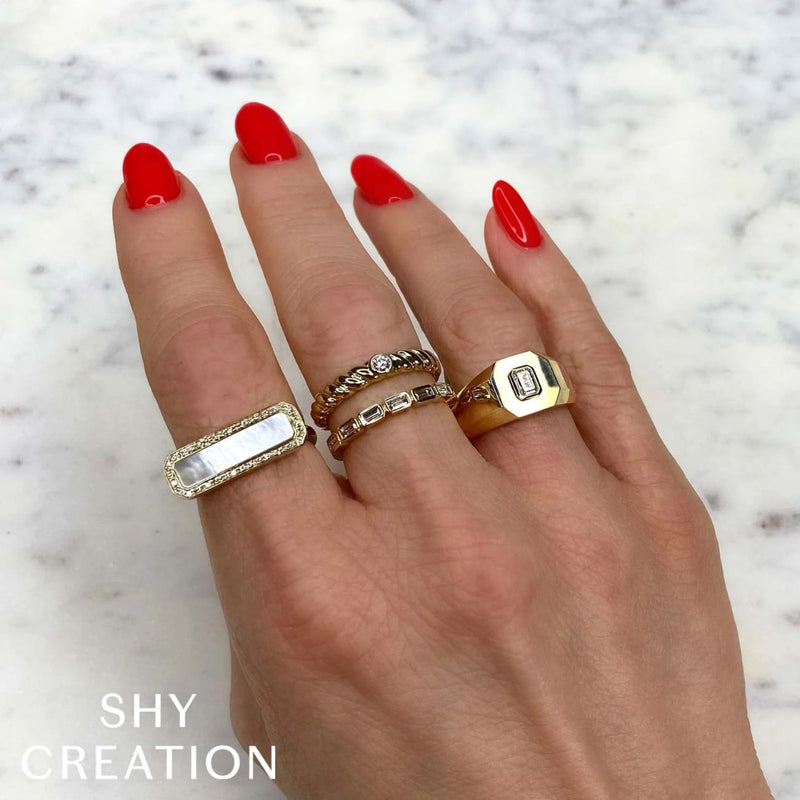Shy Creation Jewelry - 14K Yellow Gold 0.35ct Diamond Baguette Band | Manfredi Jewels