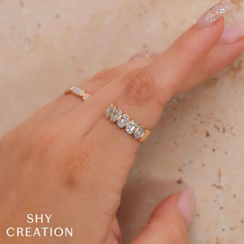 Shy Creation Jewelry - 14K Yellow Gold 0.35ct Diamond Baguette Band | Manfredi Jewels