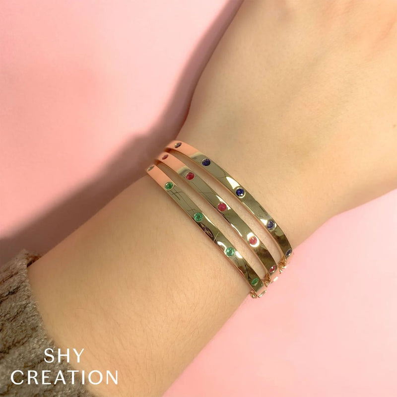 Shy Creation Bracelet - 14K Yellow Gold 0.38ct Emerald Bangle | Manfredi Jewels