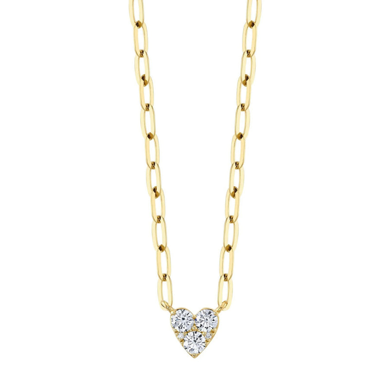 Shy Creation Jewelry - 14K Yellow Gold 0.41 ct Diamond Heart Paperclip Link Necklace | Manfredi Jewels
