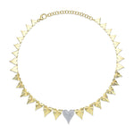 Shy Creation Jewelry - 14K Yellow Gold 0.66ct Diamond Pave Ribbed Heart Necklace | Manfredi Jewels