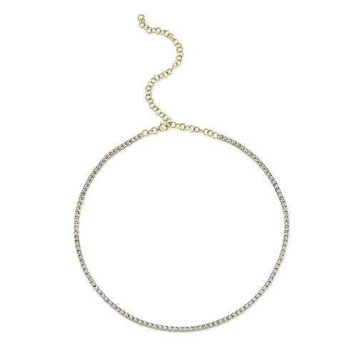 Shy Creation Jewelry - 14K Yellow Gold 0.95ct Diamond Tennis Necklace | Manfredi Jewels