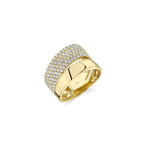 Shy Creation Jewelry - 14K Yellow Gold 1.03ct Diamond Pave Ring | Manfredi Jewels