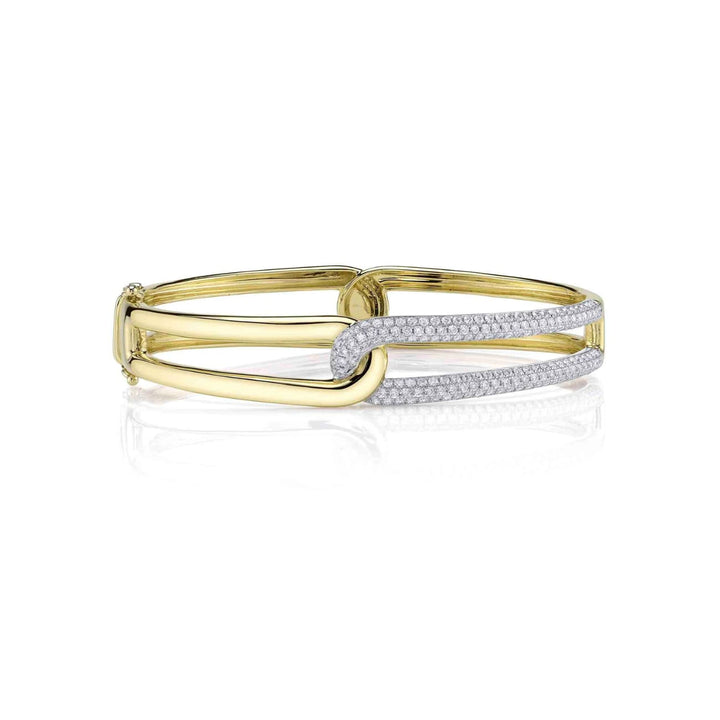 Shy Creation Bracelet - 14K Yellow Gold Diamond Pave Bangle | Manfredi Jewels