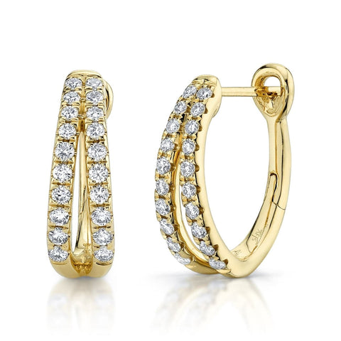 14KT YELLOW GOLD 0.40CT G/HSI DIAMOND SPLIT HOOP EARRINGS