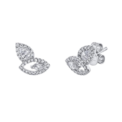 Shy Creation Jewelry - Adele 14K White Gold Diamond Stud Earring | Manfredi Jewels