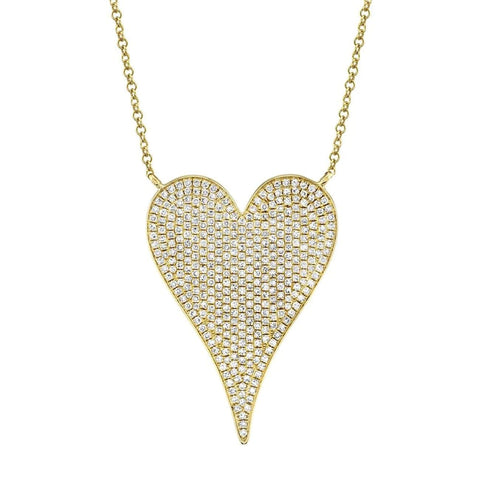 Amor Diamond Pave Heart 14K Yellow Gold 0.83 Ct Pendant Jumbo Necklace