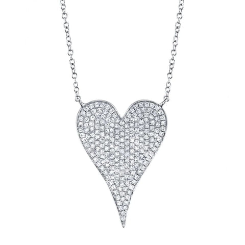 Amor Diamond Pave Heart 14Kt White Gold 0.43Ct Pendant Necklace