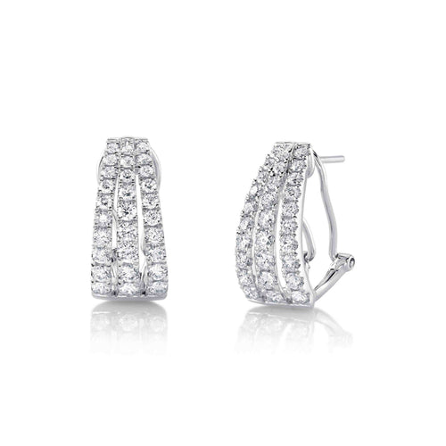 Shy Creation Jewelry - Bailey 14K White Gold 1.66 ct Diamond Pavé Huggie Earrings | Manfredi Jewels