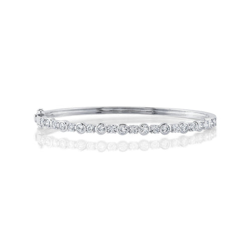 Shy Creation Jewelry - Bailey 14K White Gold 1.88 ct Diamond Bezel Bangle Bracelet | Manfredi Jewels