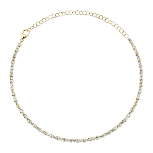 Shy Creation Jewelry - Bailey 14K Yellow Gold 7.54 ct Diamond Bezel Set Tennis Necklace | Manfredi Jewels