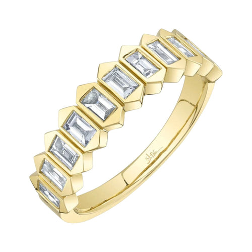 Shy Creation Jewelry - Bailey 14K Yellow Gold Diamond Baguette Band | Manfredi Jewels