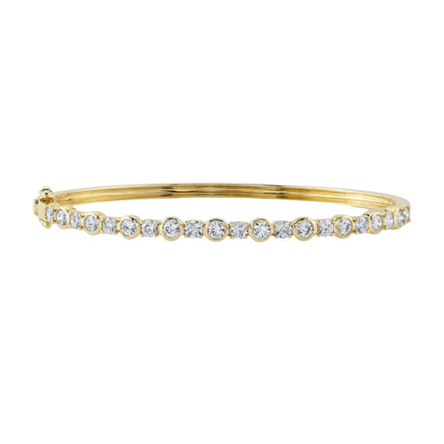 Shy Creation Jewelry - Bailey 14K Yellow Gold Diamond Bezel Bangle Bracelet | Manfredi Jewels