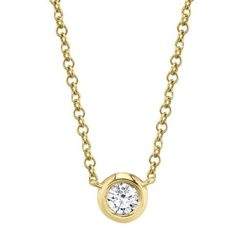 Shy Creation Jewelry - Bailey 14K Yellow Gold Diamond Bezel Necklace | Manfredi Jewels