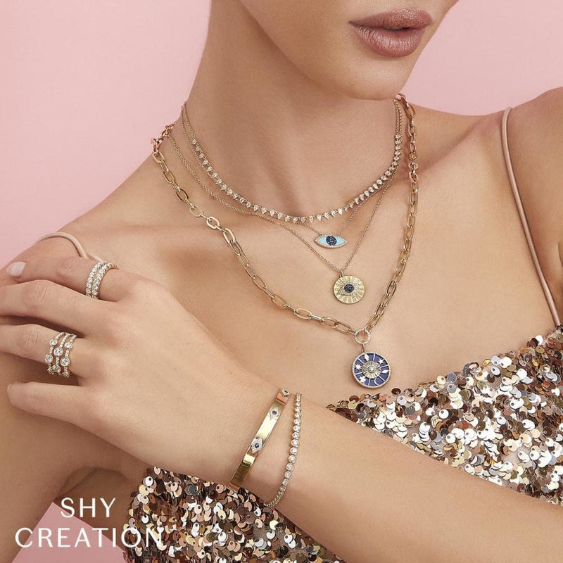Shy Creation Jewelry - 14K Yellow Gold 1.90ct Diamond Bezel Tennis Bracelet | Manfredi Jewels